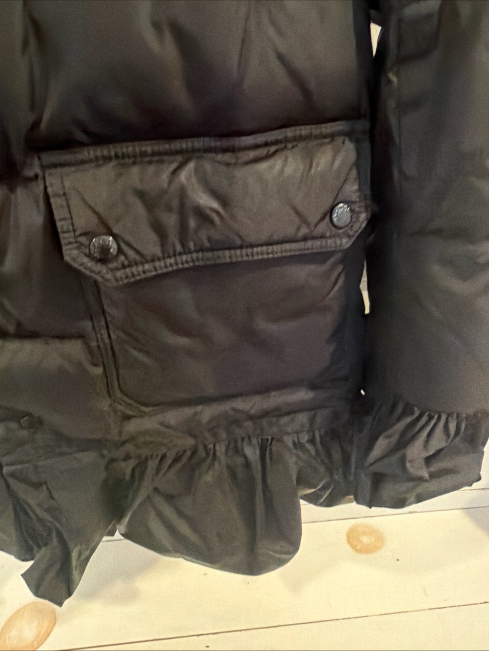 Moncler Black Ruffle-Hem Puffer Jacket